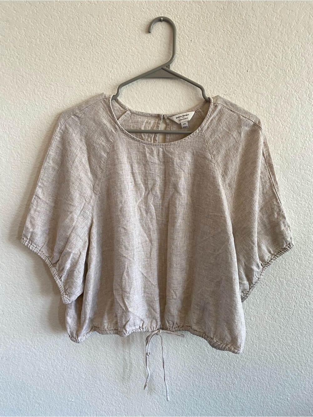 Banana Republic Linen-Blend Short Sleeve Cropped Top